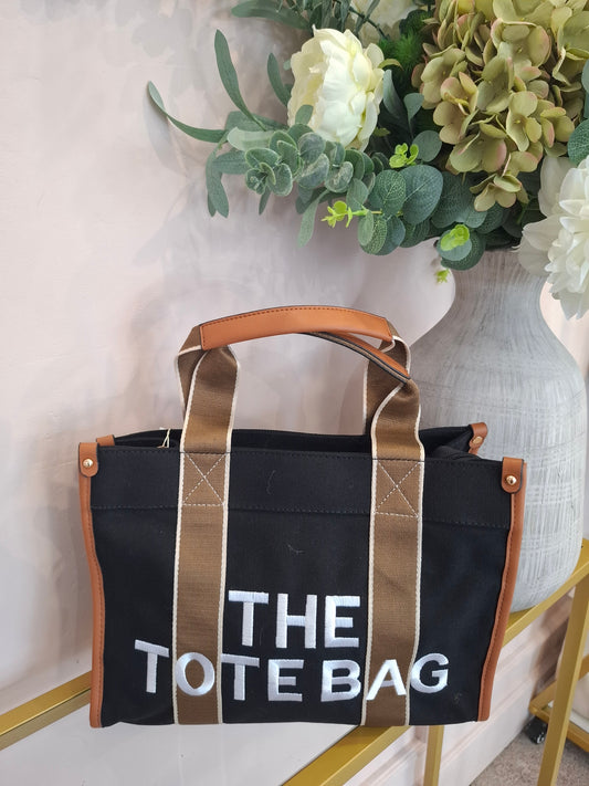 The TB Medium Bag - Black/Tan - Wardrobe By Simone