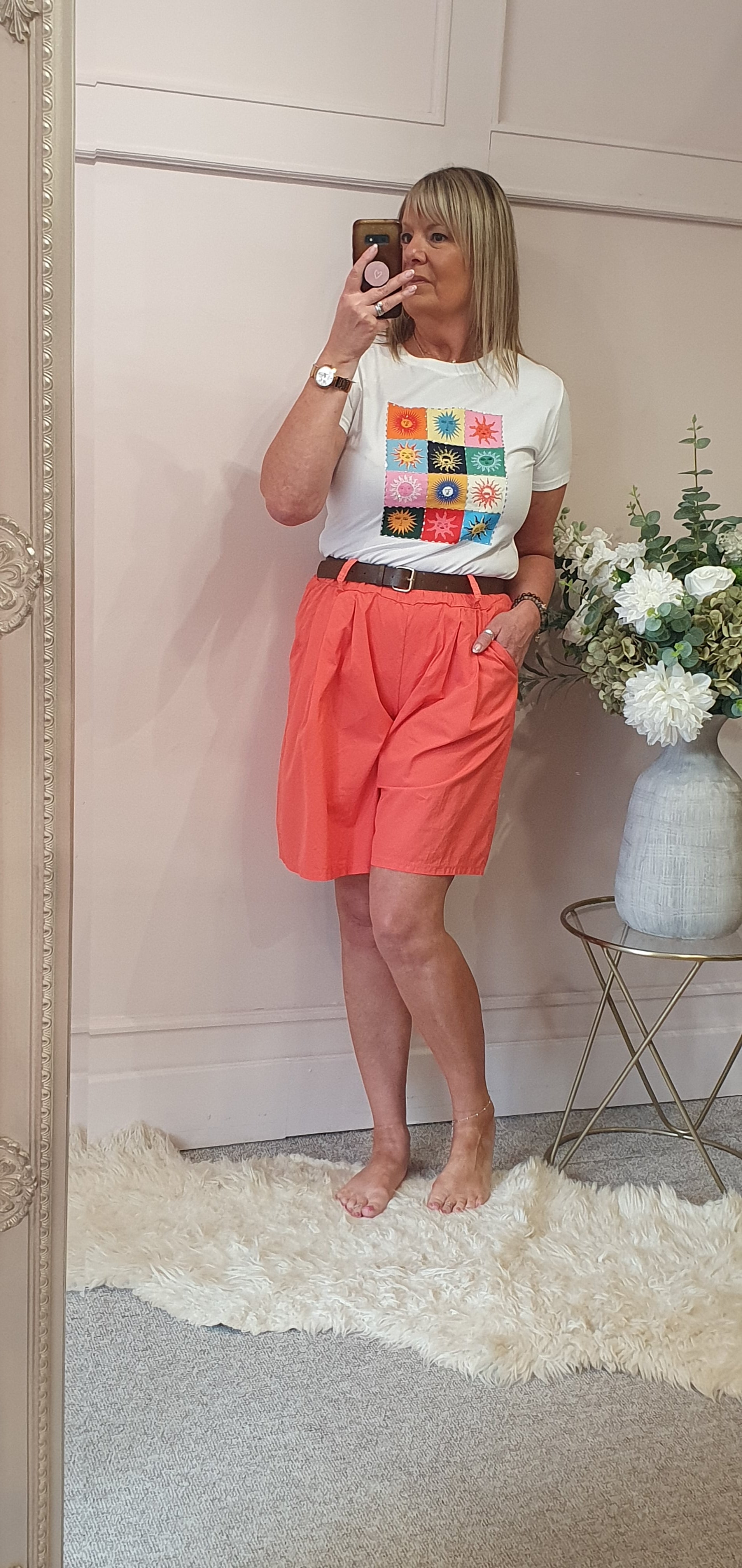 Belted Shorts - Coral - Wardrobe By Simone