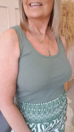 Just A Ribbed Vest Top - Khaki
