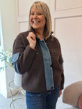 Load image into Gallery viewer, A Cosy Feel Denim Detail Jacket - Chocolate
