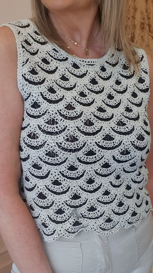 Crochet Tank Top - Black/Cream
