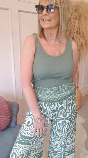 Just A Ribbed Vest Top - Khaki
