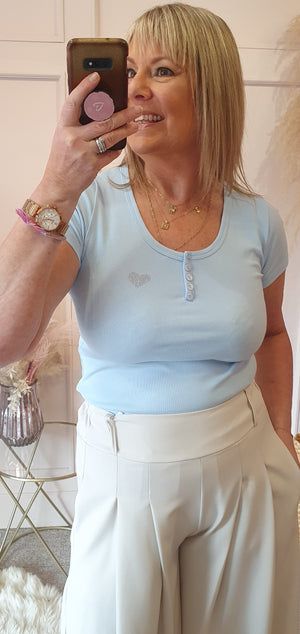 Sparkle Heart Slimfit T Shirt - Blue - Wardrobe By Simone