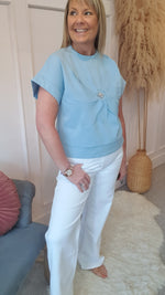 Big Daisy & Gems T Shirt - Blue