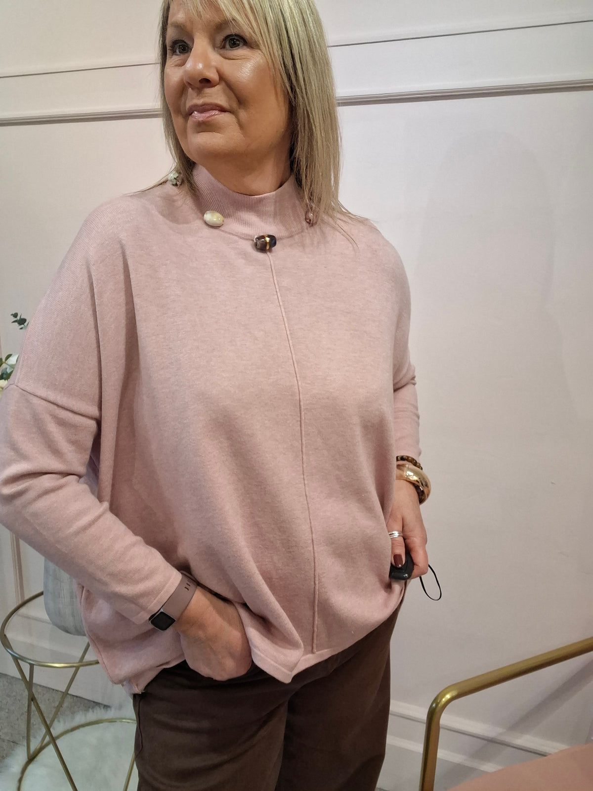 Bead Detail Jumper - Dusky Pink