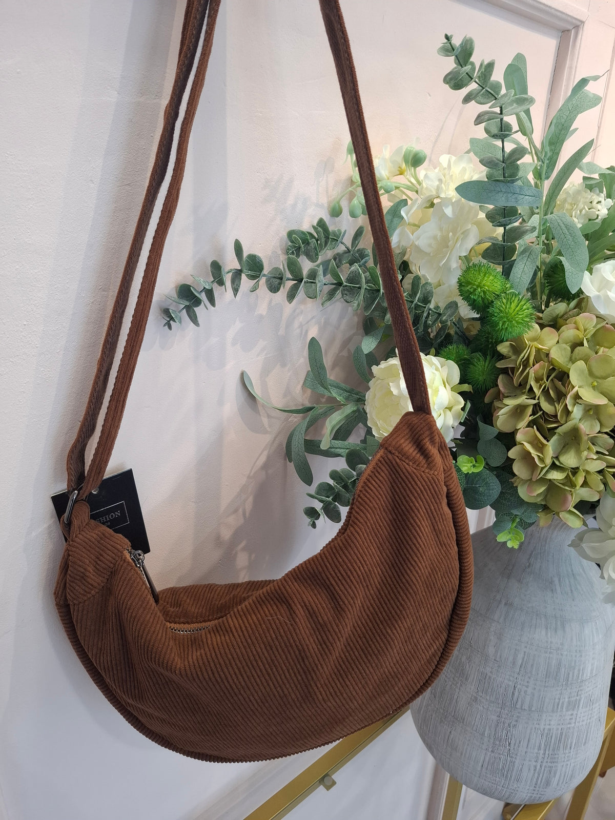 Cross Body Cord Bag  - Golden Brown
