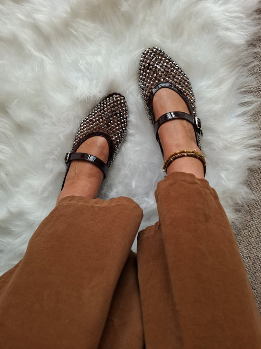 Gold Sparkle Mary Jane - Brown - Wardrobe By Simone