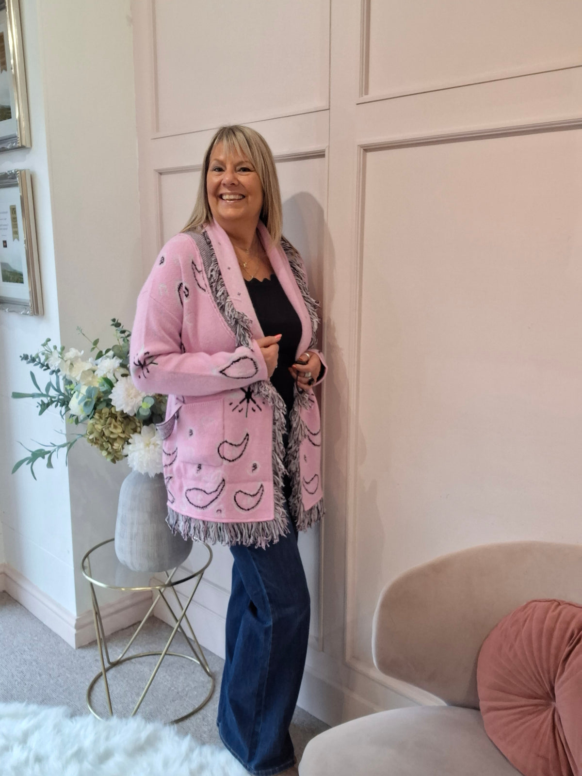 Fringe Detailing Wrap Tie Cardi/Jacket - Candy Pink