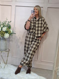 Load image into Gallery viewer, Checked Shirt & Pant Set - Brown/Cream

