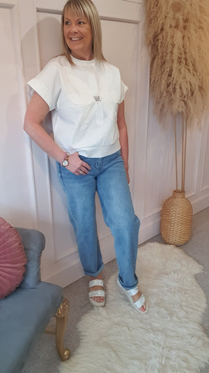 Big Daisy & Gems T Shirt - Cream