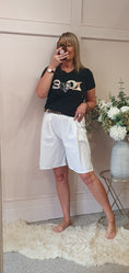 Load image into Gallery viewer, Belted Shorts - White - Wardrobe By Simone
