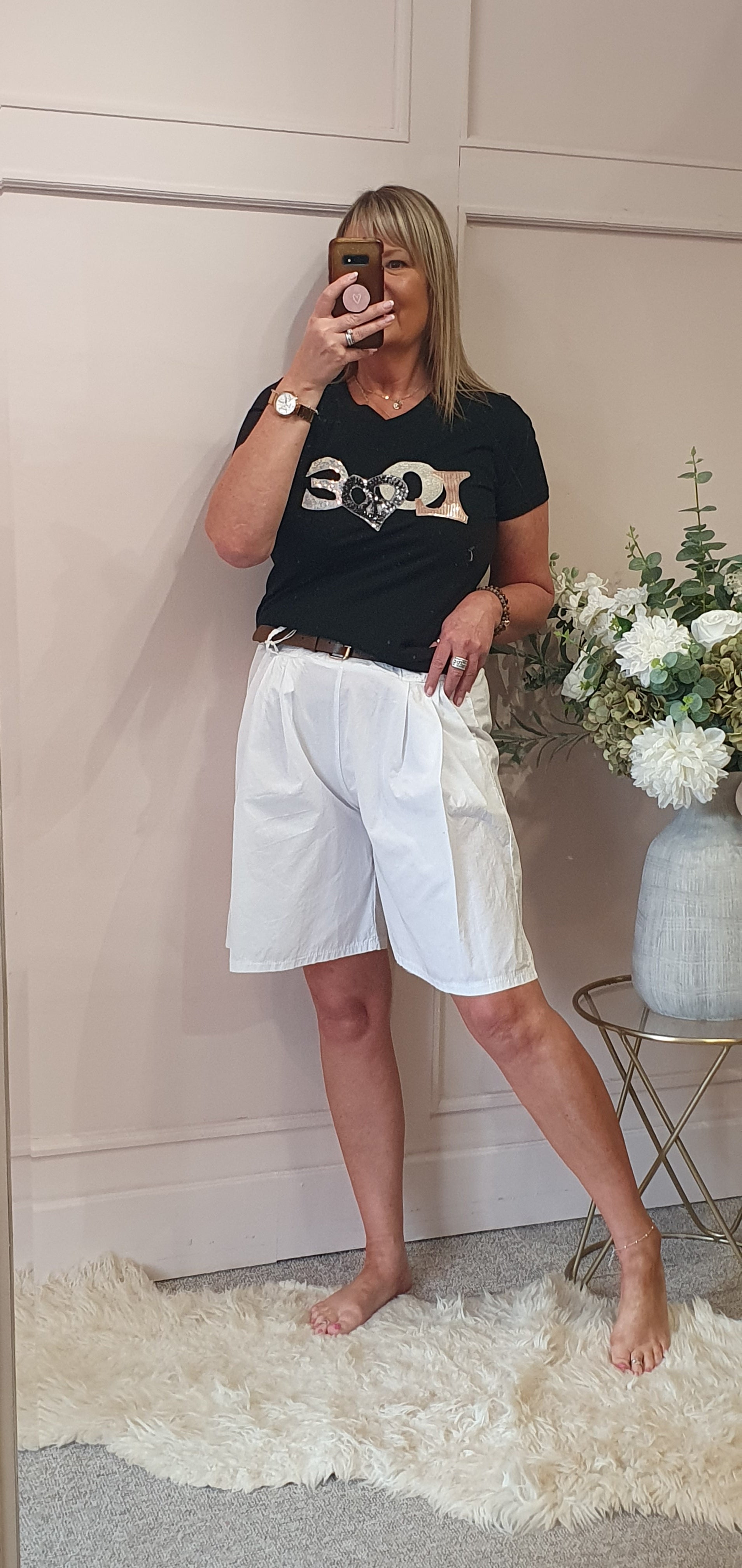 Belted Shorts - White - Wardrobe By Simone