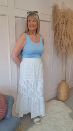 Gypsy Embroidered Maxi skirt - White