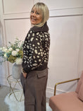 Load image into Gallery viewer, Deer Spot Zipped Cardigan - Brown/Cream
