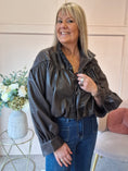 Load image into Gallery viewer, Quirky Faux Leather Jacket - Chocolate
