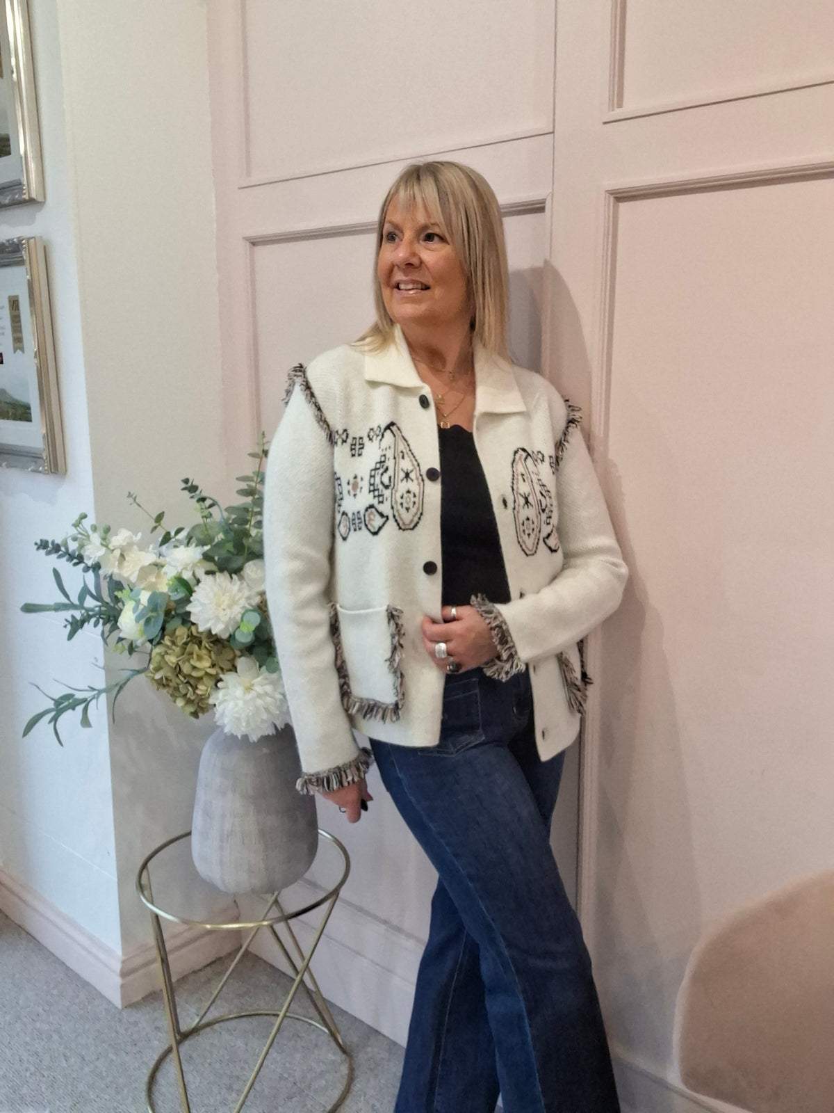 Fringe Detailing Cardi/Jacket - Cream