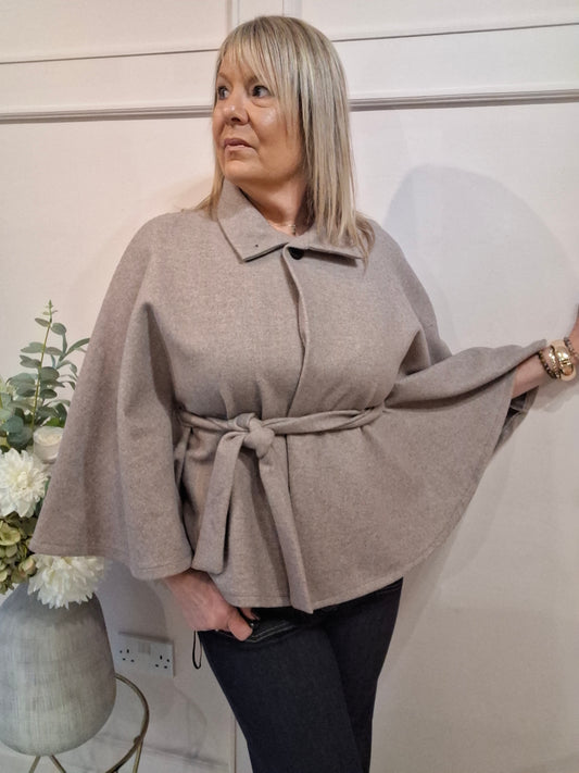 Cape  Jacket - Taupe - Wardrobe By Simone
