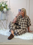Load image into Gallery viewer, Checked Shirt & Pant Set - Brown/Cream

