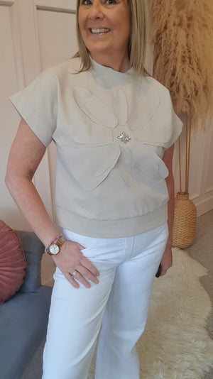 Big Daisy & Gems T Shirt - Beige