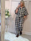 Load image into Gallery viewer, Checked Shirt & Pant Set - Navy/Cream

