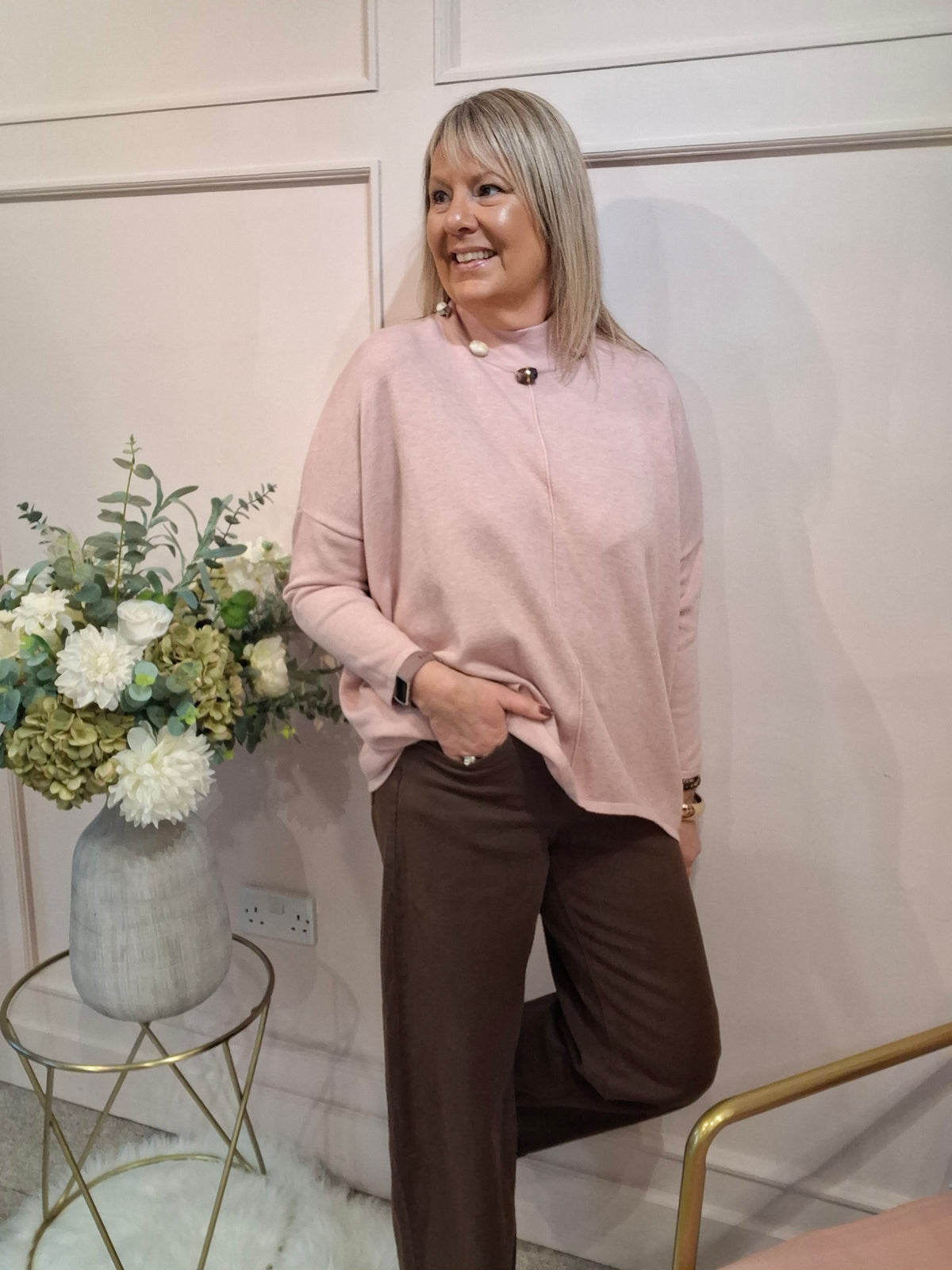 Bead Detail Jumper - Dusky Pink