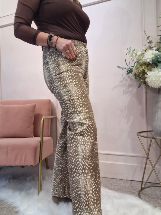 Trending Bambi Print Jeans - Beige/Cream - Wardrobe By Simone