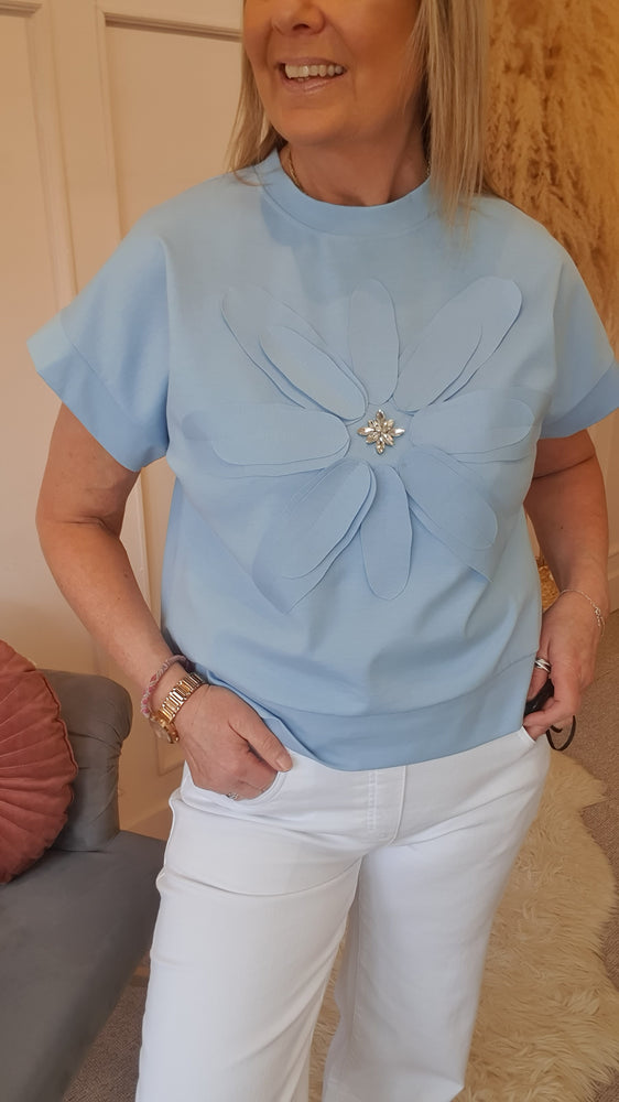 Big Daisy & Gems T Shirt - Blue