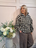Load image into Gallery viewer, Checked Fleece Zip Jacket - Brown/White

