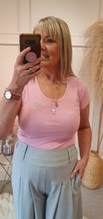 Sparkle Heart Slimfit T Shirt - Pink - Wardrobe By Simone