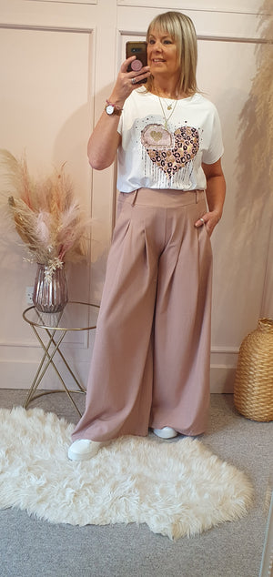 Pink/Gold Melting Heart T Shirt - White