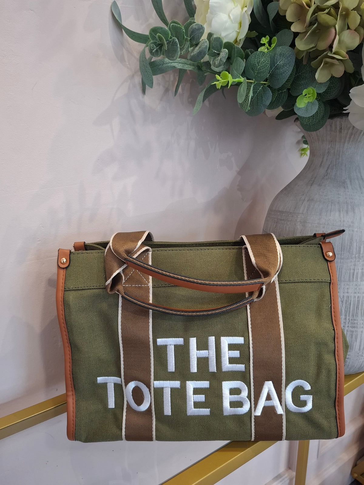 The TB Canvas Bag - Khaki/Tan