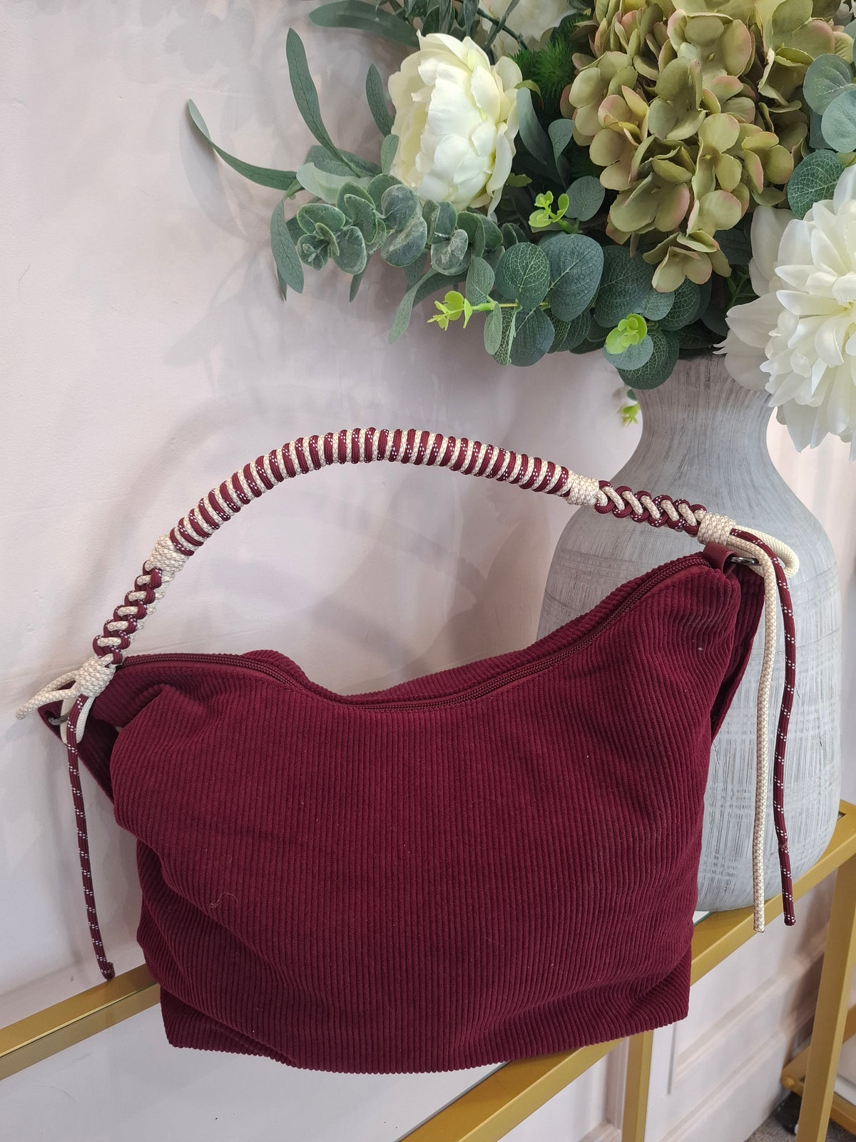 Corduroy Shoulder Bag  - Damson